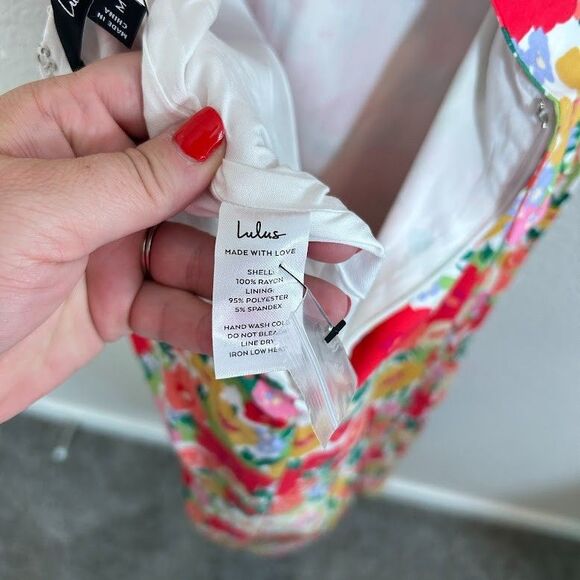 NEW Lulu's Floral Print Tie-Back Midi Dress M Colorful Sleeveless Wedding NWT - Picture 10 of 10